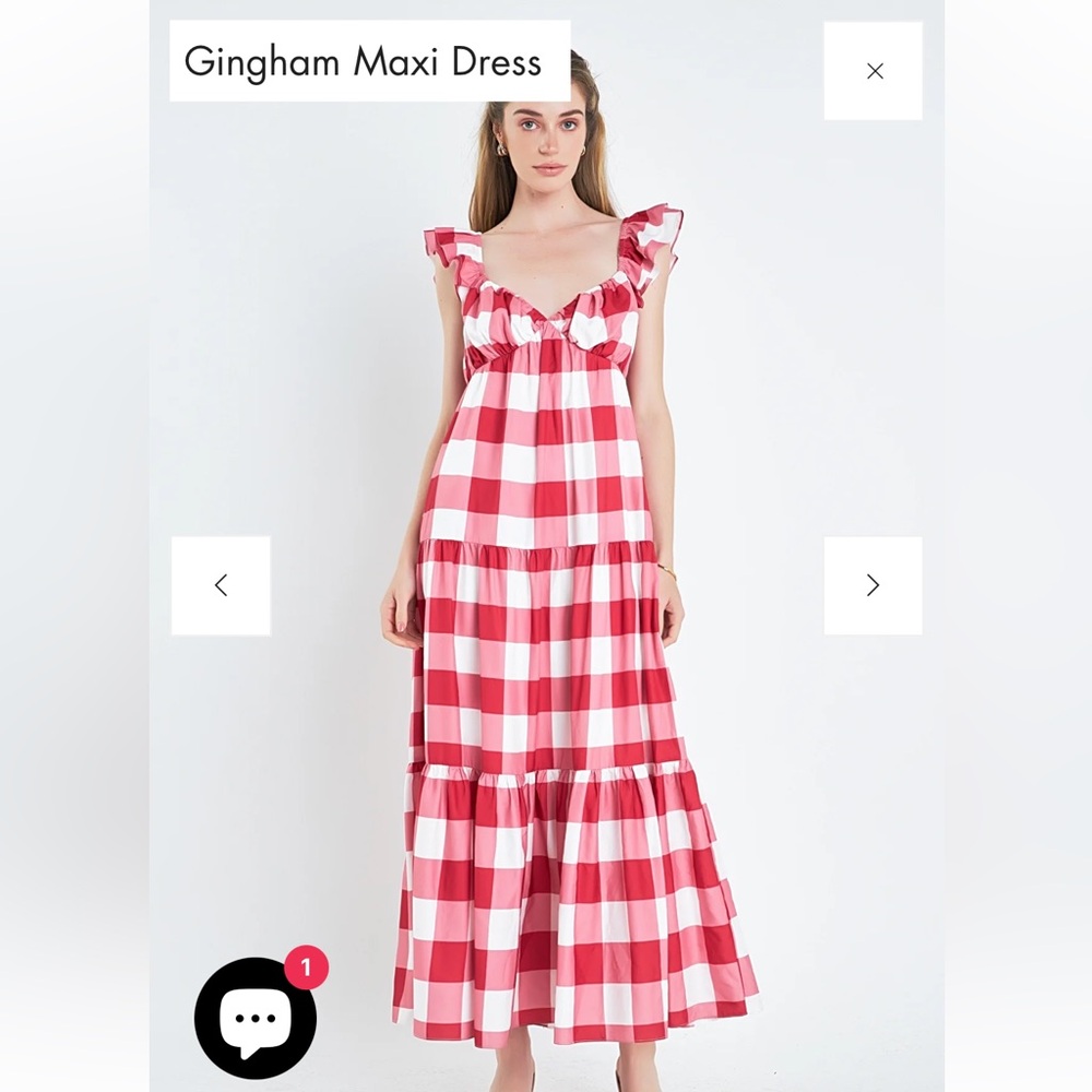 Red and White Gingham Maxi Dress